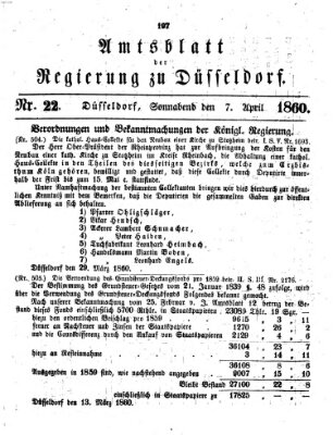 Amtsblatt für den Regierungsbezirk Düsseldorf Samstag 7. April 1860