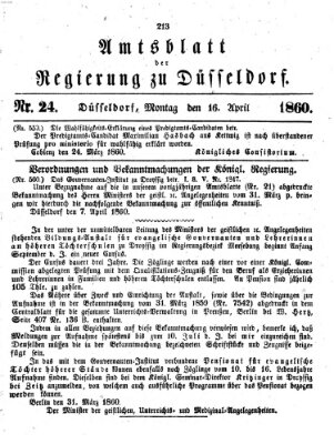 Amtsblatt für den Regierungsbezirk Düsseldorf Montag 16. April 1860