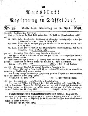 Amtsblatt für den Regierungsbezirk Düsseldorf Donnerstag 19. April 1860