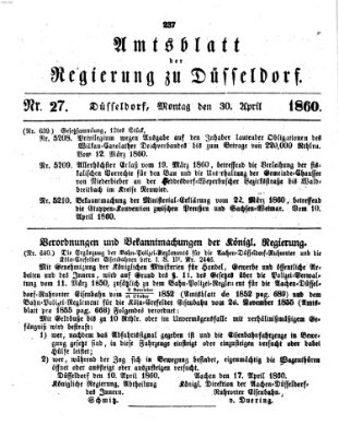 Amtsblatt für den Regierungsbezirk Düsseldorf Montag 30. April 1860