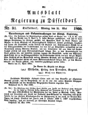 Amtsblatt für den Regierungsbezirk Düsseldorf Montag 21. Mai 1860