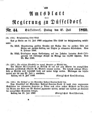 Amtsblatt für den Regierungsbezirk Düsseldorf Freitag 27. Juli 1860