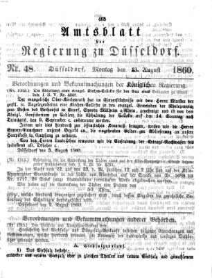 Amtsblatt für den Regierungsbezirk Düsseldorf Montag 13. August 1860