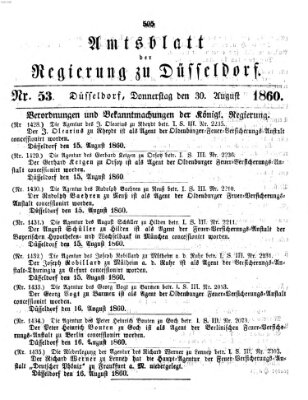 Amtsblatt für den Regierungsbezirk Düsseldorf Donnerstag 30. August 1860