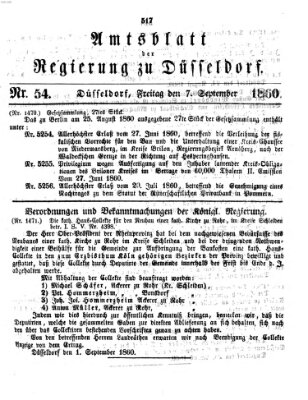 Amtsblatt für den Regierungsbezirk Düsseldorf Freitag 7. September 1860