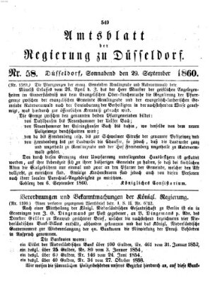 Amtsblatt für den Regierungsbezirk Düsseldorf Samstag 29. September 1860