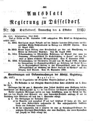 Amtsblatt für den Regierungsbezirk Düsseldorf Donnerstag 4. Oktober 1860