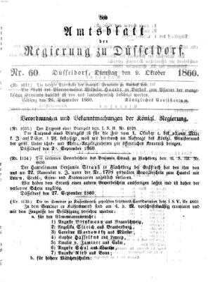 Amtsblatt für den Regierungsbezirk Düsseldorf Dienstag 9. Oktober 1860