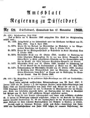 Amtsblatt für den Regierungsbezirk Düsseldorf Samstag 17. November 1860