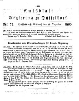 Amtsblatt für den Regierungsbezirk Düsseldorf Mittwoch 19. Dezember 1860