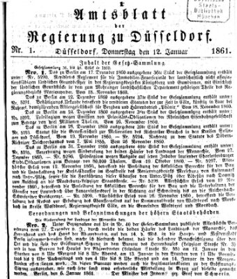 Amtsblatt für den Regierungsbezirk Düsseldorf Samstag 12. Januar 1861