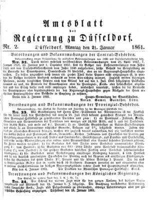 Amtsblatt für den Regierungsbezirk Düsseldorf Montag 21. Januar 1861