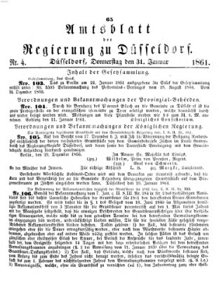 Amtsblatt für den Regierungsbezirk Düsseldorf Donnerstag 31. Januar 1861