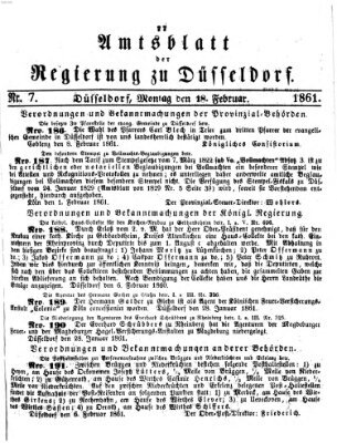 Amtsblatt für den Regierungsbezirk Düsseldorf Montag 18. Februar 1861