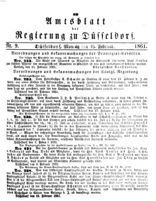 Amtsblatt für den Regierungsbezirk Düsseldorf Montag 25. Februar 1861