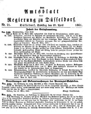 Amtsblatt für den Regierungsbezirk Düsseldorf Samstag 27. April 1861