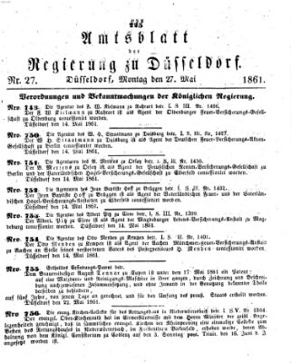 Amtsblatt für den Regierungsbezirk Düsseldorf Montag 27. Mai 1861