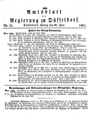 Amtsblatt für den Regierungsbezirk Düsseldorf Freitag 28. Juni 1861