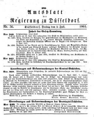 Amtsblatt für den Regierungsbezirk Düsseldorf Freitag 5. Juli 1861