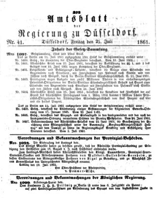 Amtsblatt für den Regierungsbezirk Düsseldorf Donnerstag 25. Juli 1861