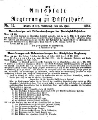 Amtsblatt für den Regierungsbezirk Düsseldorf Mittwoch 31. Juli 1861