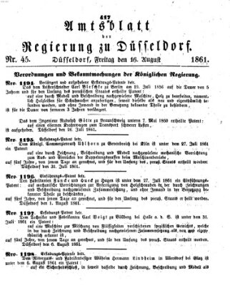 Amtsblatt für den Regierungsbezirk Düsseldorf Freitag 16. August 1861