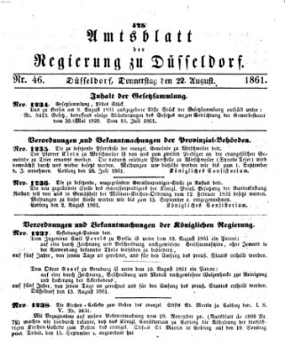 Amtsblatt für den Regierungsbezirk Düsseldorf Donnerstag 22. August 1861