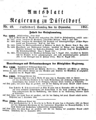 Amtsblatt für den Regierungsbezirk Düsseldorf Samstag 14. September 1861