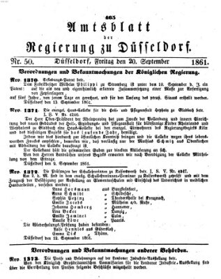 Amtsblatt für den Regierungsbezirk Düsseldorf Freitag 20. September 1861