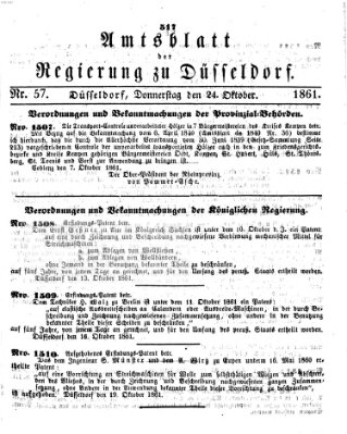 Amtsblatt für den Regierungsbezirk Düsseldorf Donnerstag 24. Oktober 1861