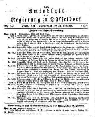 Amtsblatt für den Regierungsbezirk Düsseldorf Donnerstag 31. Oktober 1861