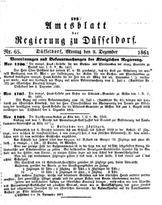 Amtsblatt für den Regierungsbezirk Düsseldorf Montag 9. Dezember 1861