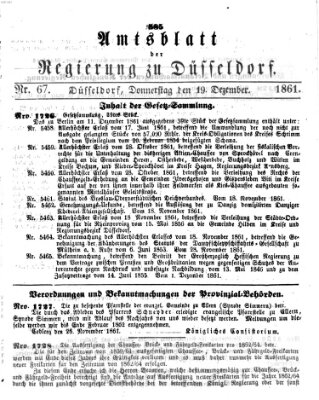 Amtsblatt für den Regierungsbezirk Düsseldorf Donnerstag 19. Dezember 1861