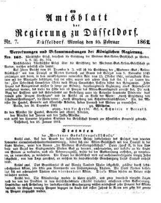 Amtsblatt für den Regierungsbezirk Düsseldorf Montag 10. Februar 1862