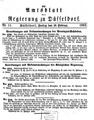 Amtsblatt für den Regierungsbezirk Düsseldorf Freitag 28. Februar 1862