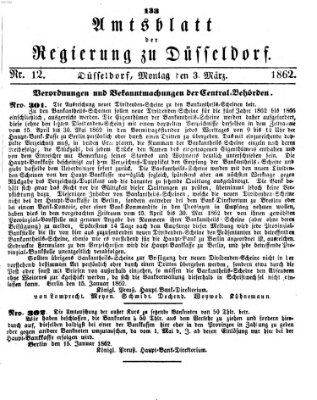 Amtsblatt für den Regierungsbezirk Düsseldorf Montag 3. März 1862