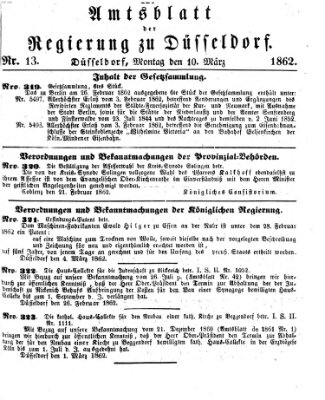 Amtsblatt für den Regierungsbezirk Düsseldorf Montag 10. März 1862