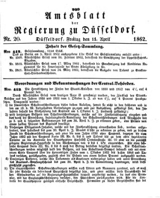 Amtsblatt für den Regierungsbezirk Düsseldorf Freitag 11. April 1862