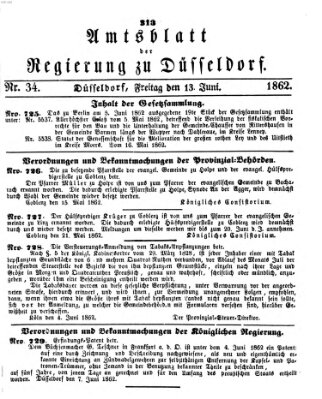 Amtsblatt für den Regierungsbezirk Düsseldorf Freitag 13. Juni 1862