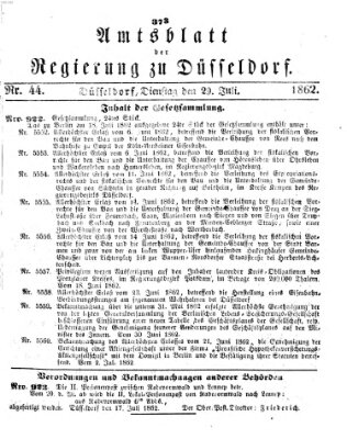 Amtsblatt für den Regierungsbezirk Düsseldorf Dienstag 29. Juli 1862