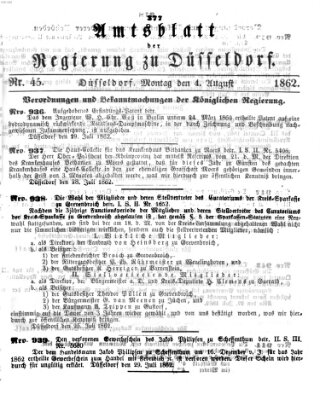 Amtsblatt für den Regierungsbezirk Düsseldorf Montag 4. August 1862