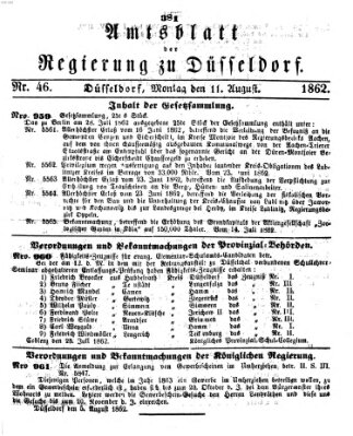 Amtsblatt für den Regierungsbezirk Düsseldorf Montag 11. August 1862