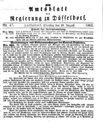 Amtsblatt für den Regierungsbezirk Düsseldorf Dienstag 19. August 1862