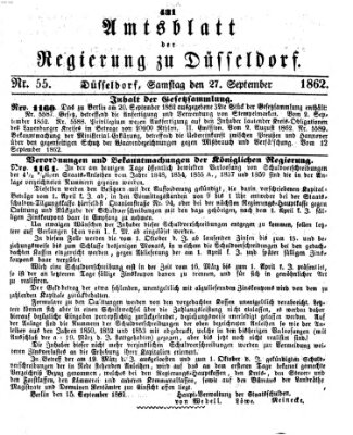 Amtsblatt für den Regierungsbezirk Düsseldorf Samstag 27. September 1862