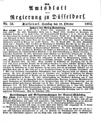 Amtsblatt für den Regierungsbezirk Düsseldorf Samstag 18. Oktober 1862