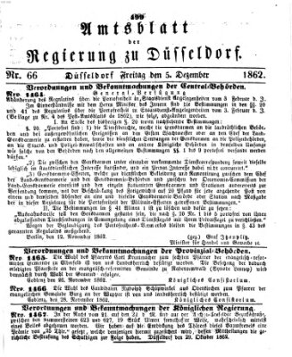 Amtsblatt für den Regierungsbezirk Düsseldorf Freitag 5. Dezember 1862