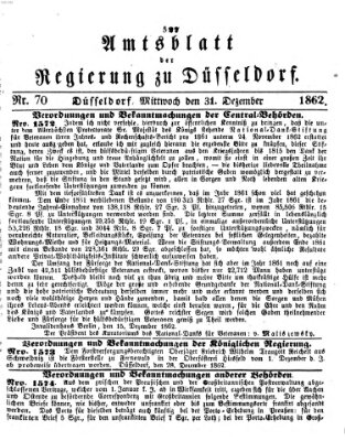 Amtsblatt für den Regierungsbezirk Düsseldorf Mittwoch 31. Dezember 1862