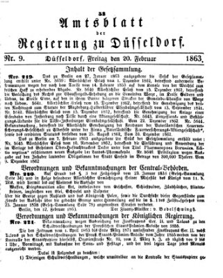 Amtsblatt für den Regierungsbezirk Düsseldorf Freitag 20. Februar 1863