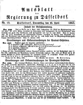 Amtsblatt für den Regierungsbezirk Düsseldorf Donnerstag 16. April 1863