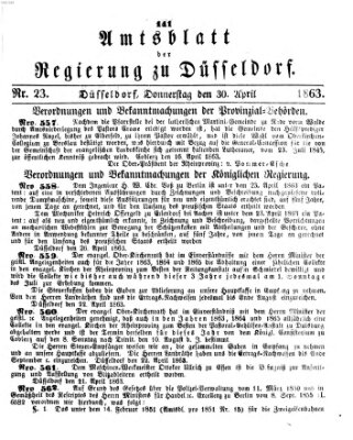 Amtsblatt für den Regierungsbezirk Düsseldorf Donnerstag 30. April 1863